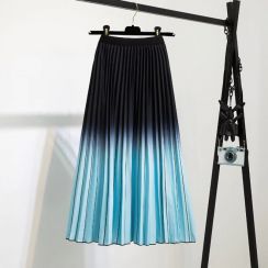 3 Pcs Women High Waist Printing Midi Length Pleated Skirt